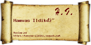 Hamvas Ildikó névjegykártya